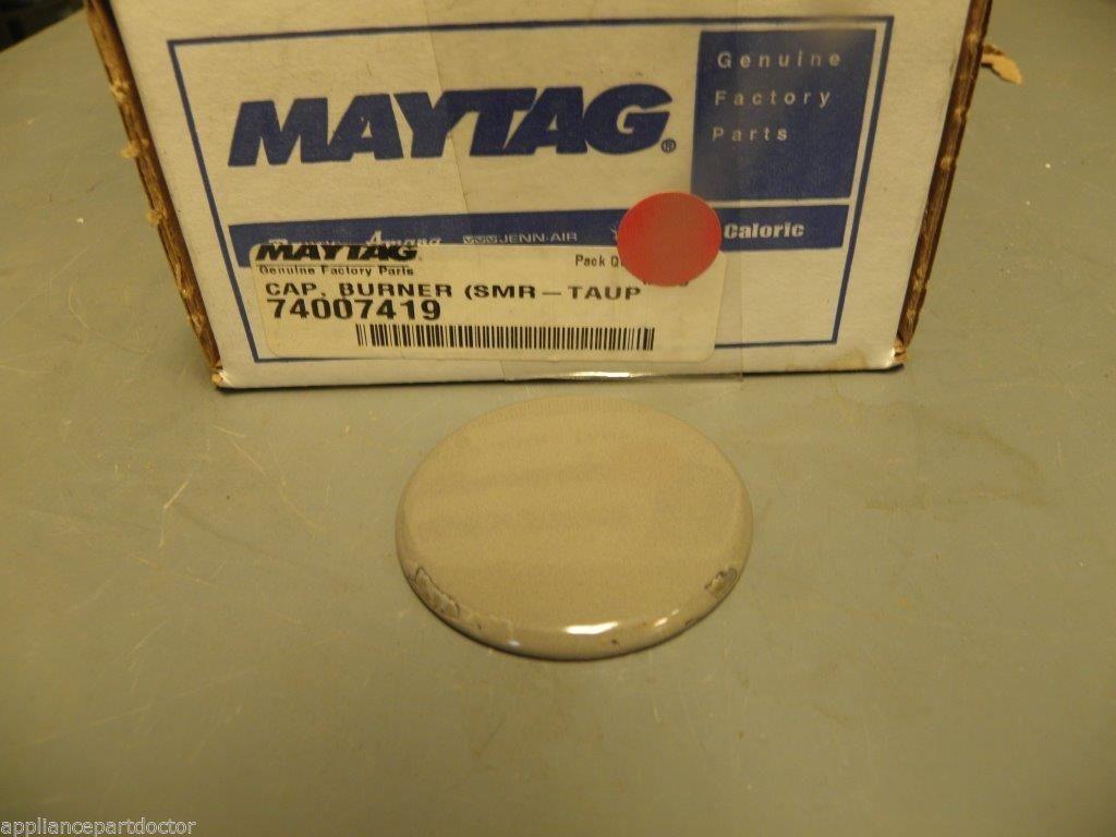 Maytag Whirlpool Stove 74007419 Small Burner Cap Taupe (chipped) NEW IN BOX Maytag Whirlpool Stove 74007419 Small Burner Cap Taupe (chipped) NEW IN BOX
